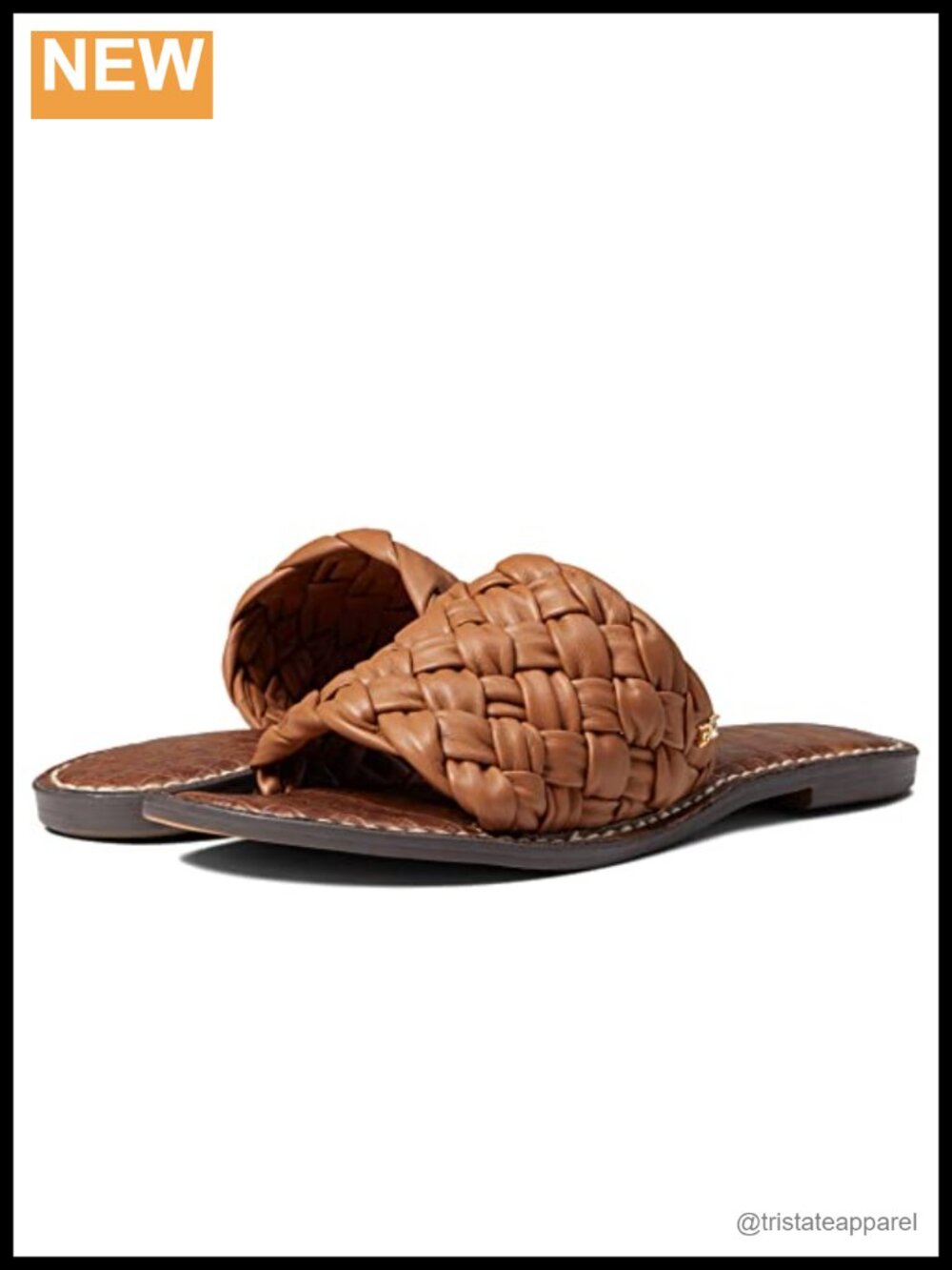 Woven Leather Padded Slide Flat Sandals Casual Everyday